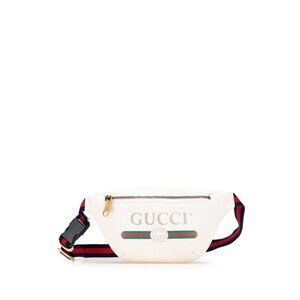 GUCCI Authentic White Leather Fanny Pack